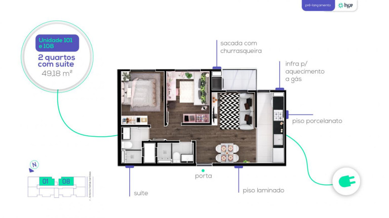 Imagem Apartamento com 2 Quartos à Venda, 49 m² em Capão Raso - Curitiba Imagem Apartamento com 2 Quartos à Venda, 49 m² em Capão Raso - Curitiba