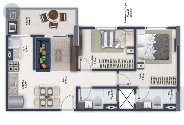 Imagem Apartamento com 2 Quartos à Venda, 57 m² em Boqueirão - Praia Grande