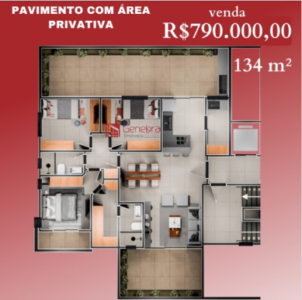 Apartamento com 3 Quartos à Venda, 134 m² em Cabral - Contagem