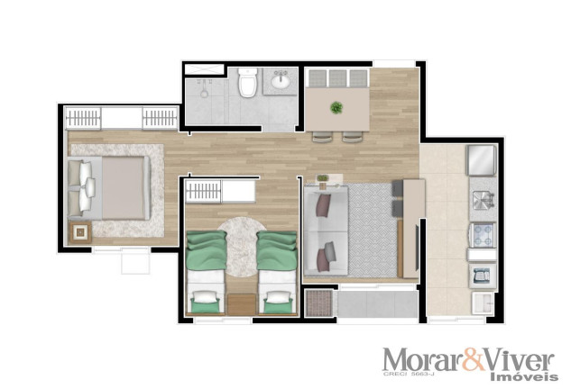 Imagem Apartamento com 2 Quartos à Venda, 44 m² em Campo Comprido - Curitiba