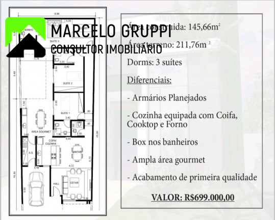 Imagem Casa com 3 Quartos à Venda, 149 m² em Jardim Mantova - Indaiatuba