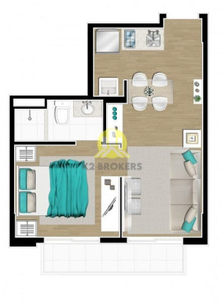 Imagem Apartamento com 1 Quarto à Venda, 32 m² em Portão - Curitiba