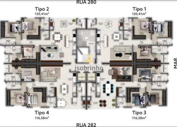 Apartamento com 3 Quartos à Venda, 120 m² em Meia Praia - Itapema