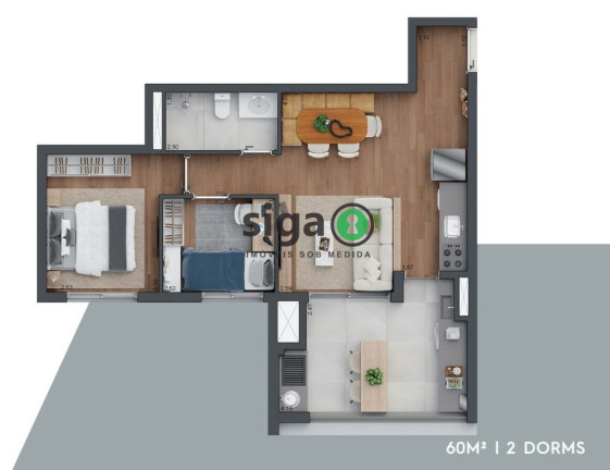 Imagem Apartamento com 2 Quartos à Venda, 60 m² em Brooklin - São Paulo Imagem Apartamento com 2 Quartos à Venda, 60 m² em Brooklin - São Paulo