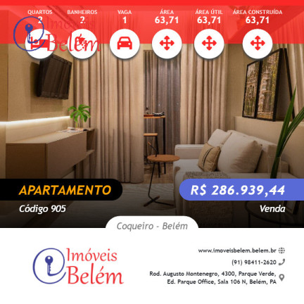 Imagem Apartamento com 2 Quartos à Venda, 63 m² em Coqueiro - Belém Imagem Apartamento com 2 Quartos à Venda, 63 m² em Coqueiro - Belém