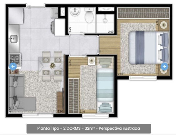 Apartamento com 2 Quartos à Venda, 32 m² em Itaquera - São Paulo