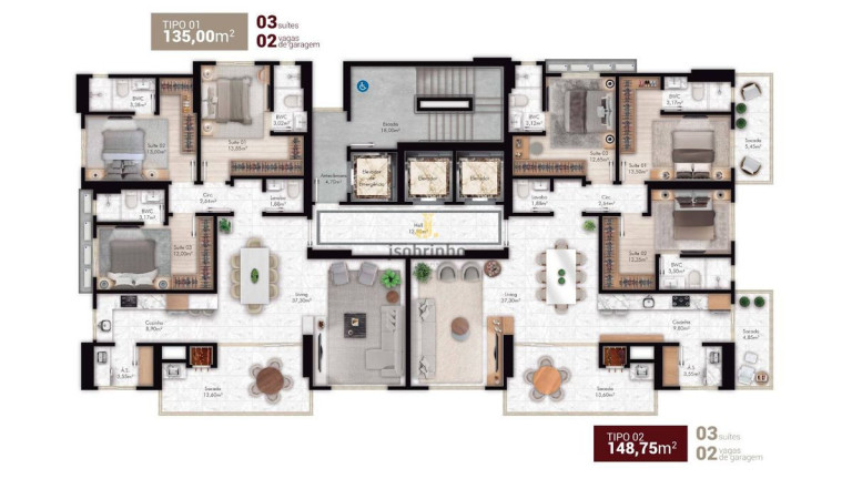 Apartamento com 3 Quartos à Venda, 142 m² em Meia Praia - Itapema