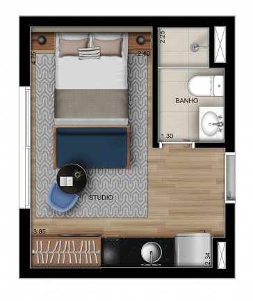 Imagem Studio com 1 Quarto à Venda, 25 m² em Belenzinho - São Paulo