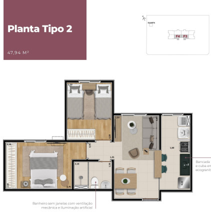 Imagem Imóvel com 2 Quartos à Venda, 47 m² em Vila Virgínia - Ribeirão Preto