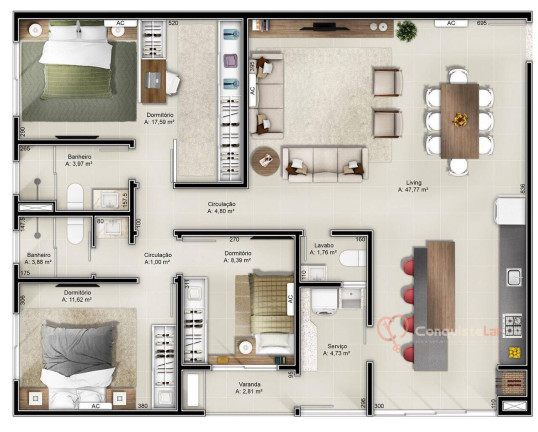 Imagem Apartamento com 3 Quartos à Venda, 121 m² em Barra Do Rio Cerro - Jaraguá Do Sul