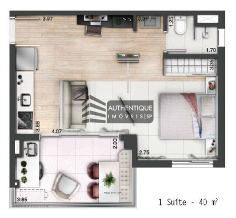 Imagem Apartamento com 1 Quarto à Venda, 39 m² em Brooklin - São Paulo