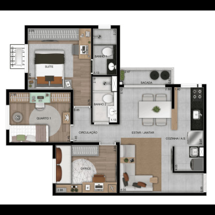 Imagem Apartamento com 3 Quartos à Venda, 61 m² em Jardim Ipê - Goiânia