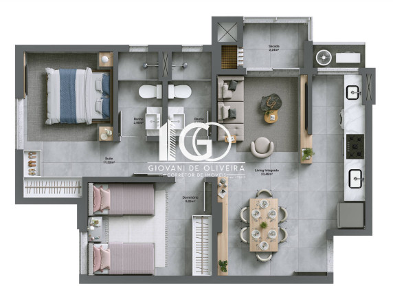 Imagem Apartamento com 2 Quartos à Venda, 66 m² em Comerciário - Criciúma