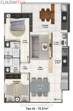 Imagem Imóvel com 2 Quartos à Venda, 75 m² em Aviação - Praia Grande