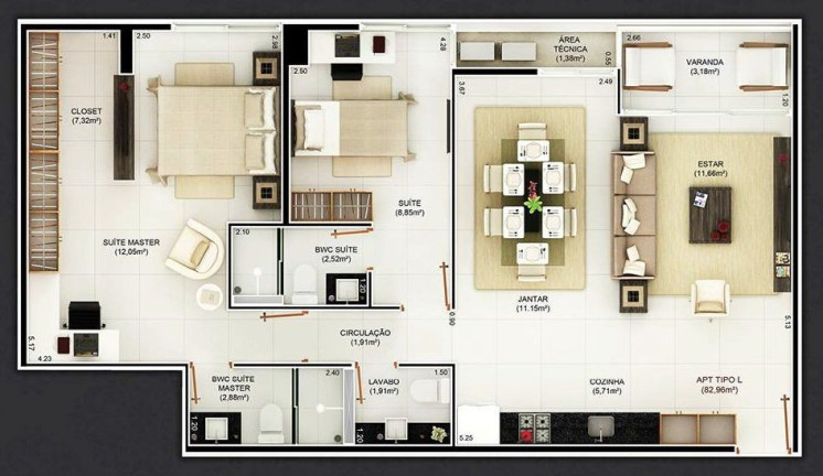 Imagem Apartamento com 2 Quartos para Alugar, 120 m² em Tambaú - João Pessoa
