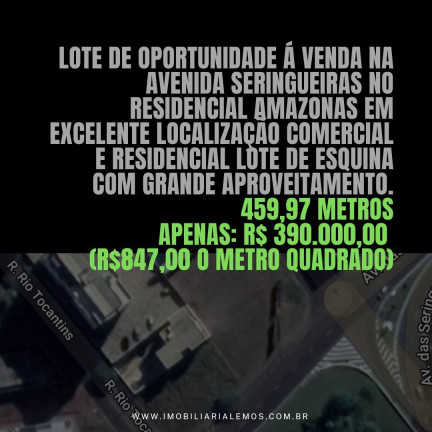 Terreno à Venda, 459 m² em Residencial Amazonas - Franca