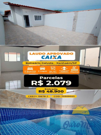 Imagem Casa com 2 Quartos para Alugar ou Temporada, 64 m² em Gaivota - Itanhaém