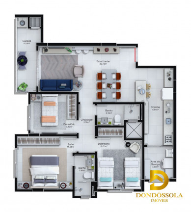 Imagem Apartamento com 3 Quartos à Venda, 89 m² em Comerciário - Criciúma Imagem Apartamento com 3 Quartos à Venda, 89 m² em Comerciário - Criciúma
