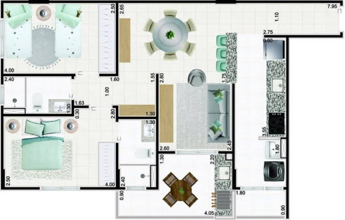 Imagem Apartamento com 2 Quartos à Venda, 72 m² em Caiçara - Praia Grande