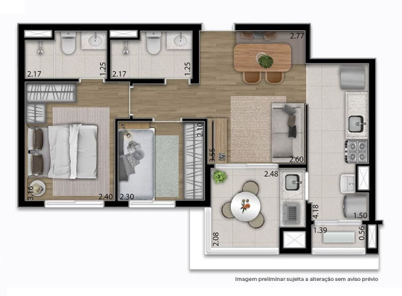 Apartamento com 3 Quartos à Venda, 67 m² em Vila Osasco - Osasco