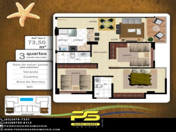 Imagem Apartamento com 3 Quartos à Venda, 73 m² em Intermares - Cabedelo