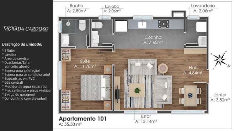Imagem Apartamento com 1 Quarto à Venda, 55 m² em Dutra - Gramado