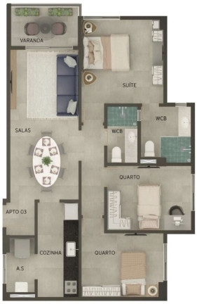 Imagem Apartamento com 2 Quartos à Venda, 57 m² em Bancários - João Pessoa