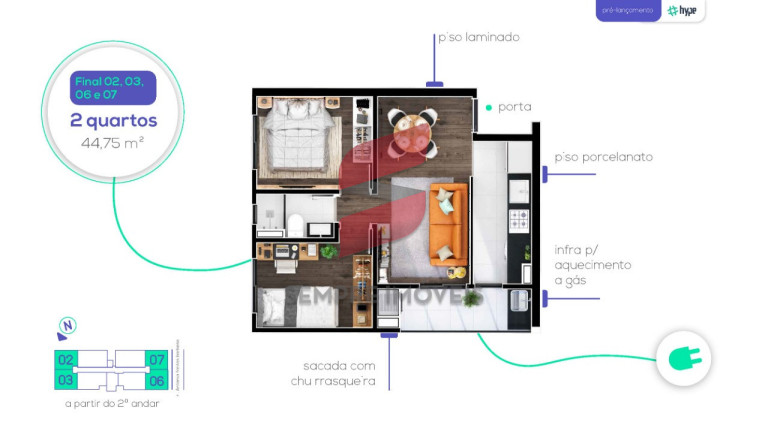 Imagem Apartamento com 2 Quartos à Venda, 48 m² em Capão Raso - Curitiba Imagem Apartamento com 2 Quartos à Venda, 48 m² em Capão Raso - Curitiba