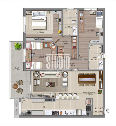 Apartamento com 3 Quartos à Venda, 107 m² em Planalto - Carlos Barbosa