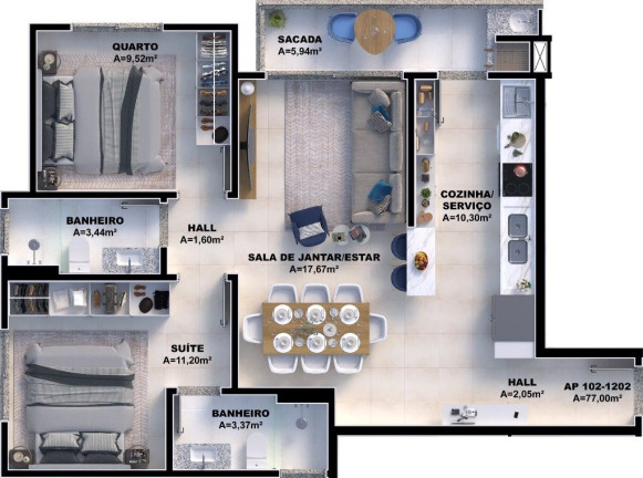Imagem Apartamento com 2 Quartos à Venda, 87 m² em Pedra Branca - Palhoça