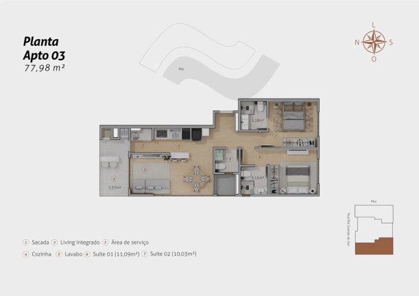 Apartamento com 2 Quartos à Venda, 77 m² em Itacolomí - Balneário Piçarras
