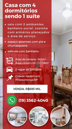 Imagem Casa com 4 Quartos à Venda, 214 m² em Cidade Jardim - Pirassununga Imagem Casa com 4 Quartos à Venda, 214 m² em Cidade Jardim - Pirassununga