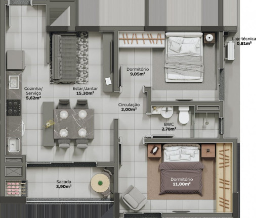 Imagem Apartamento com 2 Quartos à Venda, 58 m² em Lídia Duarte - Camboriú
