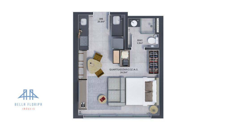Studio com 1 Quarto à Venda, 31 m² em Estreito - Florianópolis