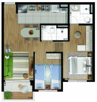Imagem Apartamento com 2 Quartos à Venda, 54 m²