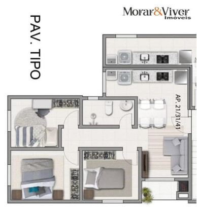 Imagem Apartamento com 3 Quartos à Venda, 52 m² em Parque Da Fonte - São José Dos Pinhais