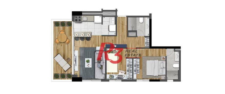 Imagem Apartamento com 2 Quartos para Alugar, 62 m² em Gonzaga - Santos