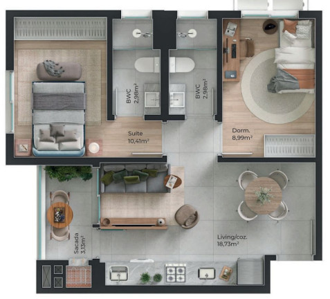 Imagem Apartamento com 2 Quartos à Venda, 53 m² em Barreiros - São José