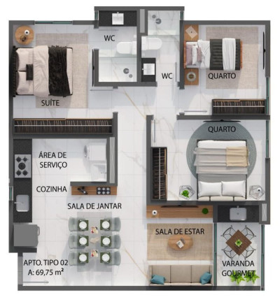 Imagem Apartamento com 3 Quartos à Venda, 69 m² em Jardim São Paulo - João Pessoa