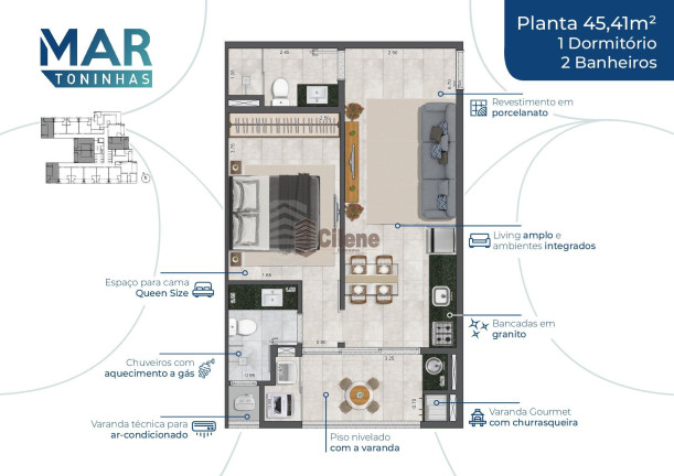 Imagem Apartamento com 1 Quarto à Venda, 35 m² em Toninhas - Ubatuba