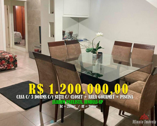 Casa com 3 Quartos à Venda, 218 m² em Jardim Paulista I - Jundiaí
