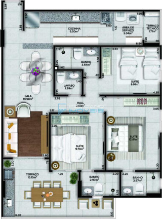 Apartamento com 3 Quartos à Venda, 124 m² em Canto Do Forte - Praia Grande