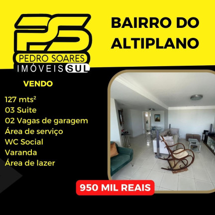 Apartamento com 3 Quartos à Venda, 127 m² em Altiplano Cabo Branco - João Pessoa