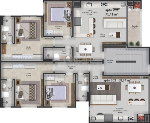 Imagem Apartamento com 2 Quartos à Venda, 71 m² em Nações - Balneário Camboriú
