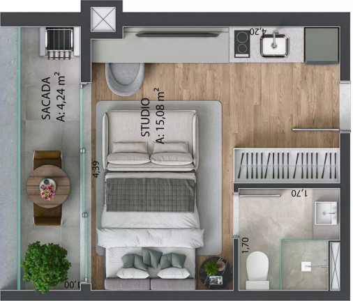 Imagem Cobertura com 1 Quarto à Venda, 73 m² em Bigorrilho - Curitiba
