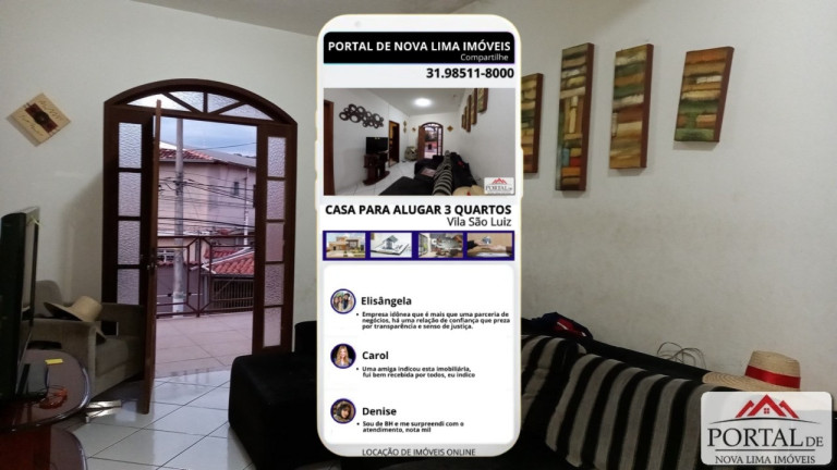 Imagem Casa com 3 Quartos para Alugar, 140 m² em Vila São Luiz - Nova Lima