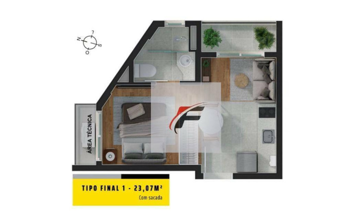 Imagem Studio com 1 Quarto à Venda, 32 m² em Mercês - Curitiba