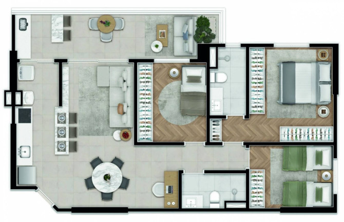 Apartamento com 3 Quartos à Venda,  em Jardim Aquarius - São José Dos Campos