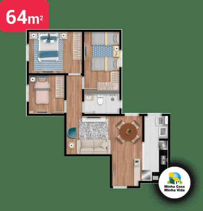 Imagem Apartamento com 3 Quartos à Venda, 64 m² em Jardim Carolina - Jundiaí
