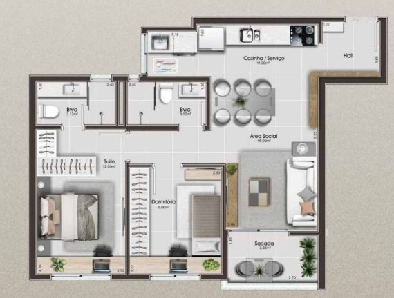 Apartamento com 2 Quartos à Venda, 65 m² em Floresta - São José